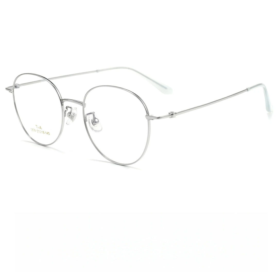 Yimaruili Unisex Full Rim Round Pure Titanium Eyeglasses 0839F — view 6 | Yimaruili at FuzWeb