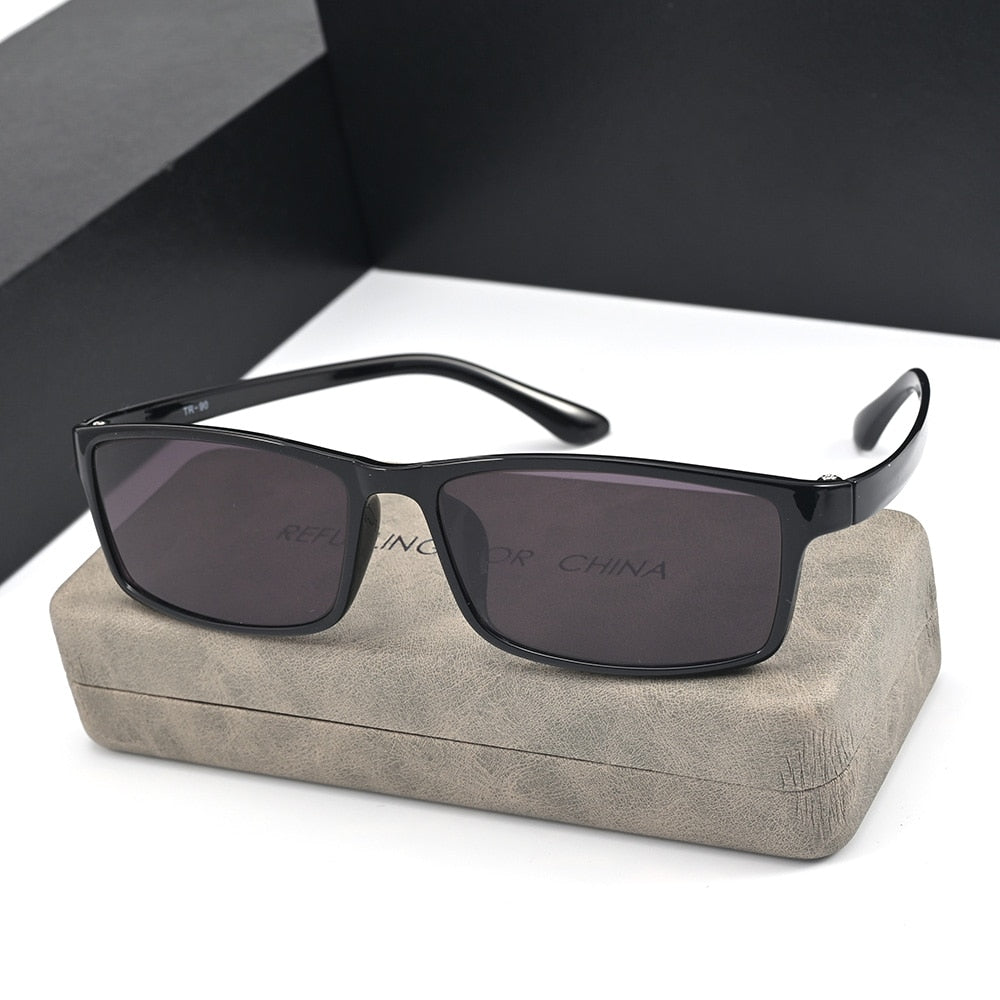 Cubojue Men's Full Rim Oversized Square Tr 90 Titanium Polarized Sunglasses T137 Sunglasses Cubojue shiny black black polarized 