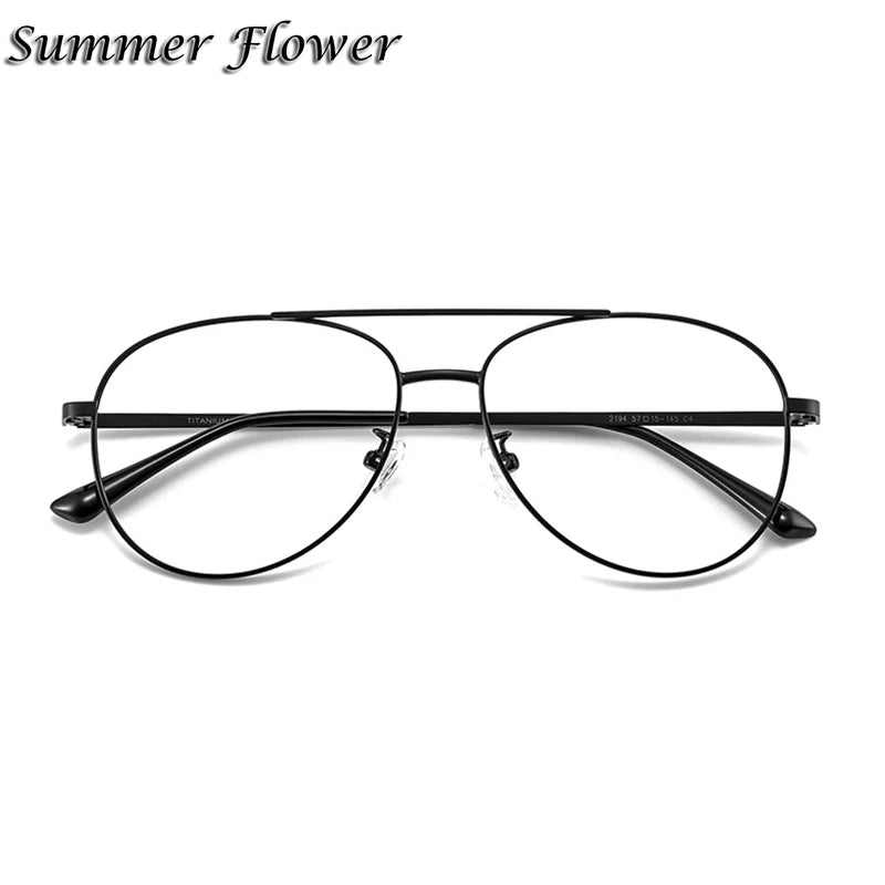 Summer Flower Unisex Full Rim Oval Double Bridge Alloy Eyeglasses 82194 Full Rim Summer Flower