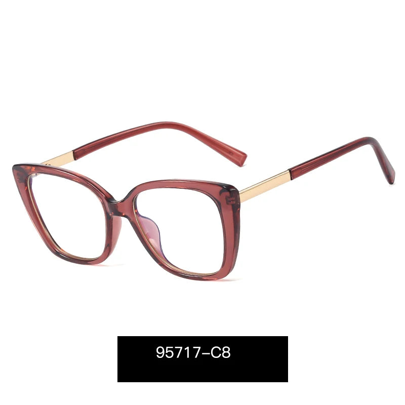 Handoer Women's Full Rim Square Cat Eye Tr 90 Alloy Eyeglasses 95717