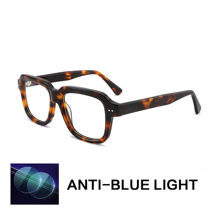 Gatenac Unisex Full Rim Polygon Square Acetate Reading Glasses G2404