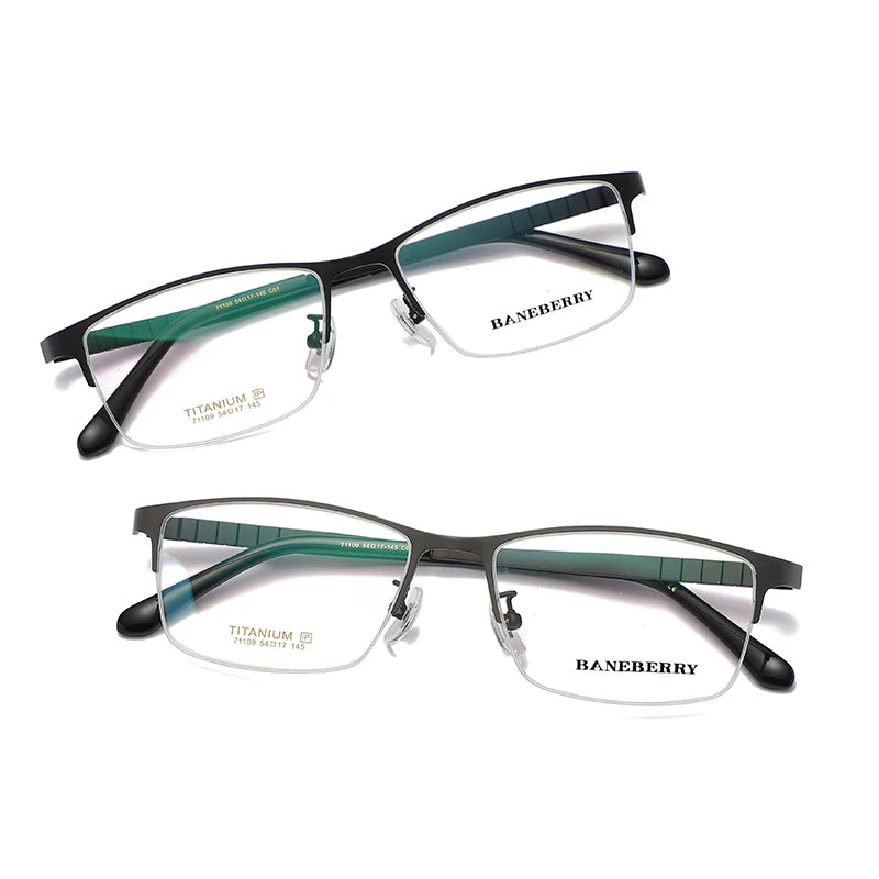 Reven Jate Unisex Semi Rim Square Titanium Eyeglasses 71109