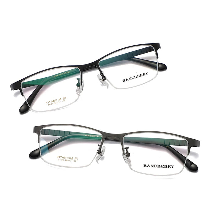 Reven Jate Unisex Semi Rim Square Titanium Eyeglasses 71109