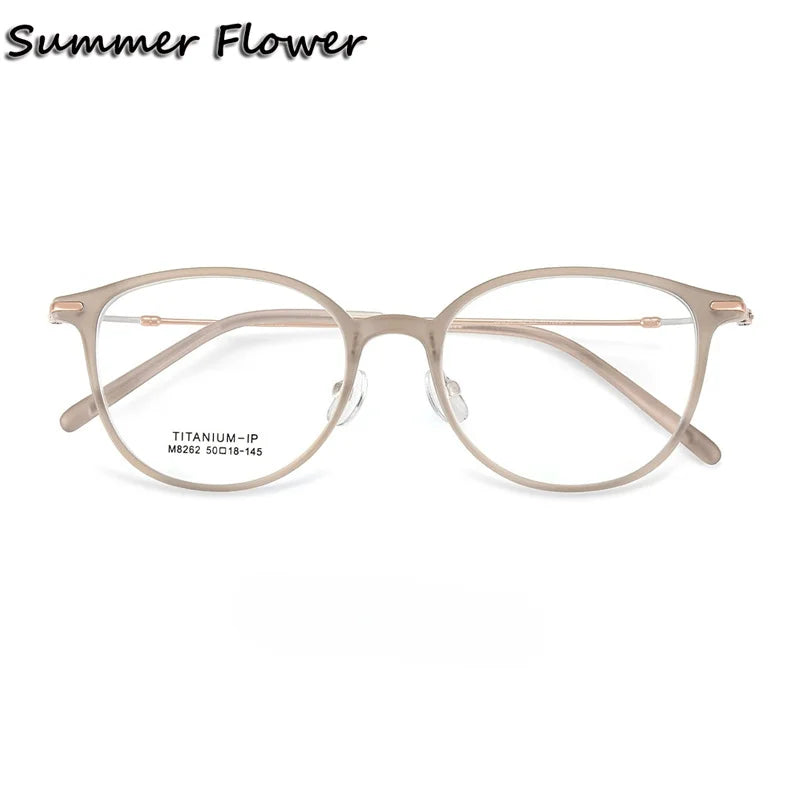 Summer Flower Unisex Full Rim Square Tr 90 Titanium Eyeglasses 618262