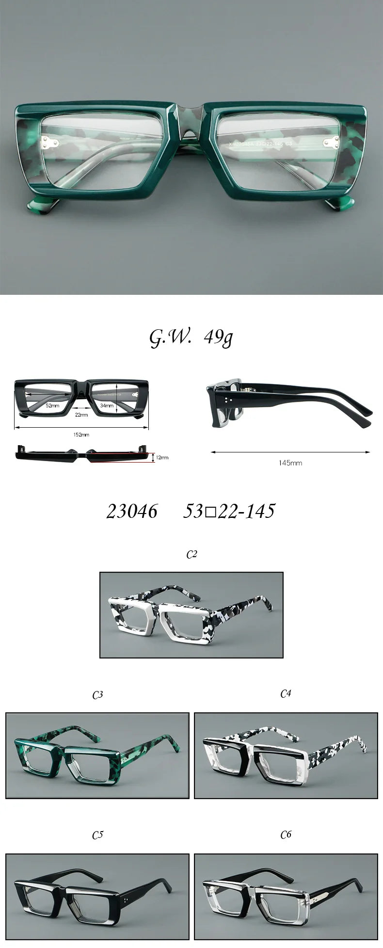 Vicky Unisex Full Rim Square Brow Line Acetate Reading Glasses 623046