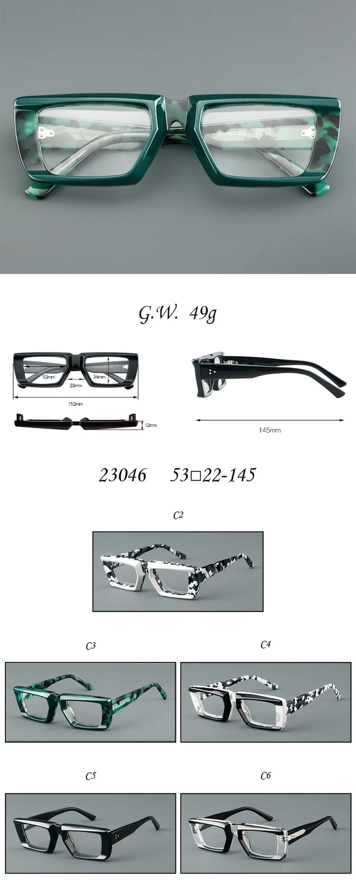 Vicky Unisex Full Rim Square Brow Line Acetate Reading Glasses 623046