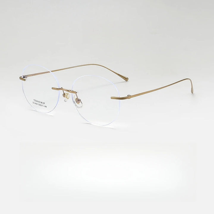 Yimaruli Unisex Rimless Round Titanium Eyeglasses 231604Wk Rimless Yimaruili Eyeglasses Gold  