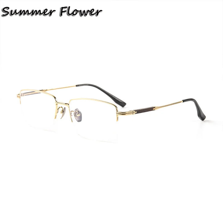 Summer Flower Men's Semi Rim Square Titanium Eyeglasses 611605