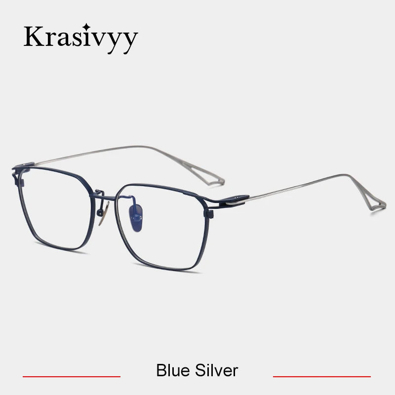 Krasivyy Men's Full Rim Square Titanium Eyeglasses 14717