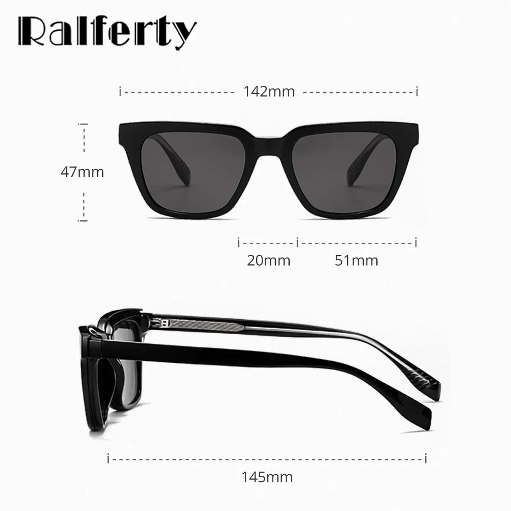 Ralferty Unisex Full Rim Square Tr 90 Alloy Eyeglasses Clip On Sunglasses 534205