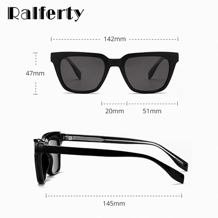 Ralferty Unisex Full Rim Square Tr 90 Alloy Eyeglasses Clip On Sunglasses 534205