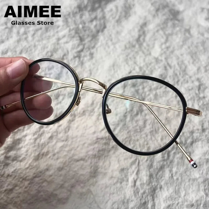 Aimee Unisex Full Rim Oval Round Titanium Acetate Eyeglasses 541905