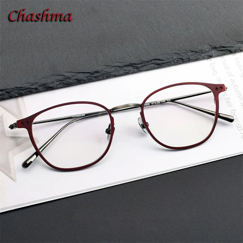 Chashma Ochki Unisex Full Rim Square Titanium Eyeglasses 7005 Full Rim Chashma Ochki   