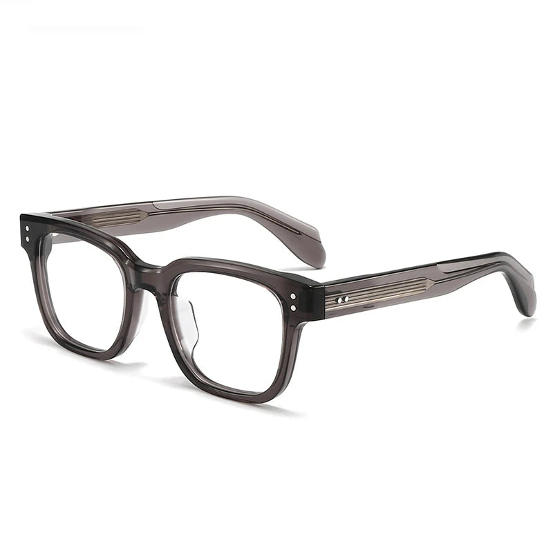 Black Mask Unisex Full Rim Square Thick Acetate Eyeglasses 21377 Full Rim Black Mask Gray  