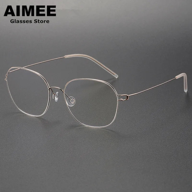 Aimee Unisex Full Rim Oval Square Screwless Titanium Eyeglasses 5417 Full Rim Aimee Golden  