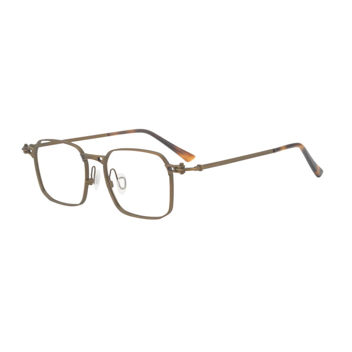 Black Mask Unisex Full Rim Big Square Titanium Eyeglasses 45892 Full Rim Black Mask Bronze