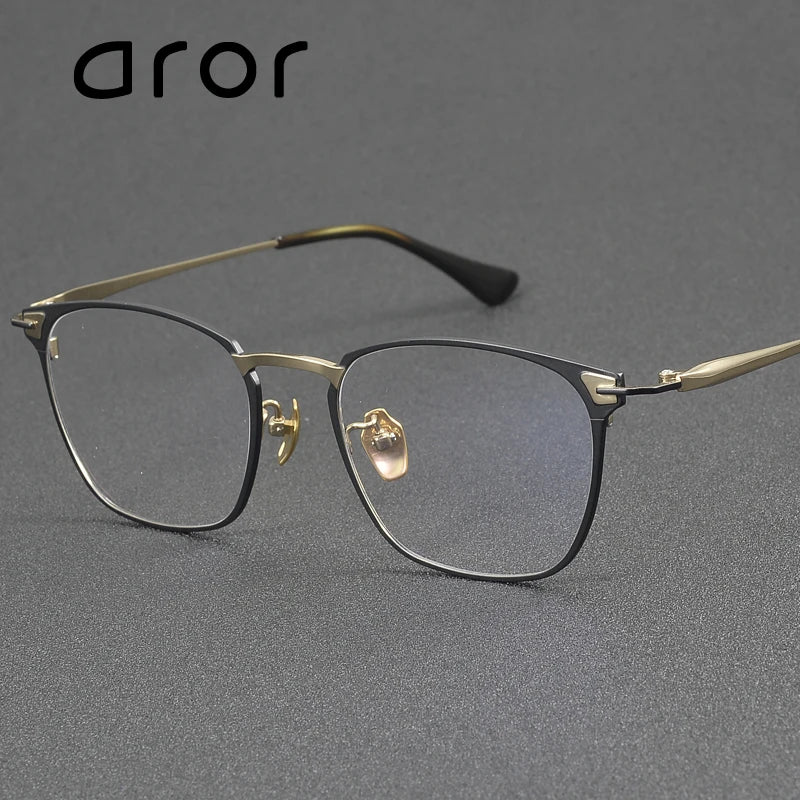 Aror Men's Full Rim Big Square Titanium Acetate Eyeglasses 94481 Full Rim Aror