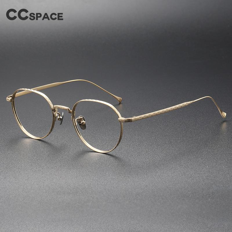 CCspace Unisex Full Rim Round Titanium Eyeglasses 55975 Full Rim CCspace   