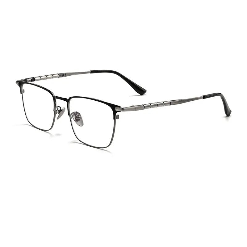 Hdcrafter Unisex Full Rim Square Titanium Eyeglasses 9009t Full Rim Hdcrafter Eyeglasses Gray  