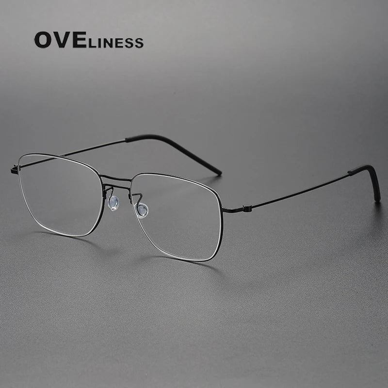 Oveliness Unisex Full Rim Square Double Bridge Titanium Eyeglasses O5524 Full Rim Oveliness black  