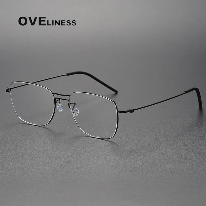 Oveliness Unisex Full Rim Square Double Bridge Titanium Eyeglasses O5524 Full Rim Oveliness black  