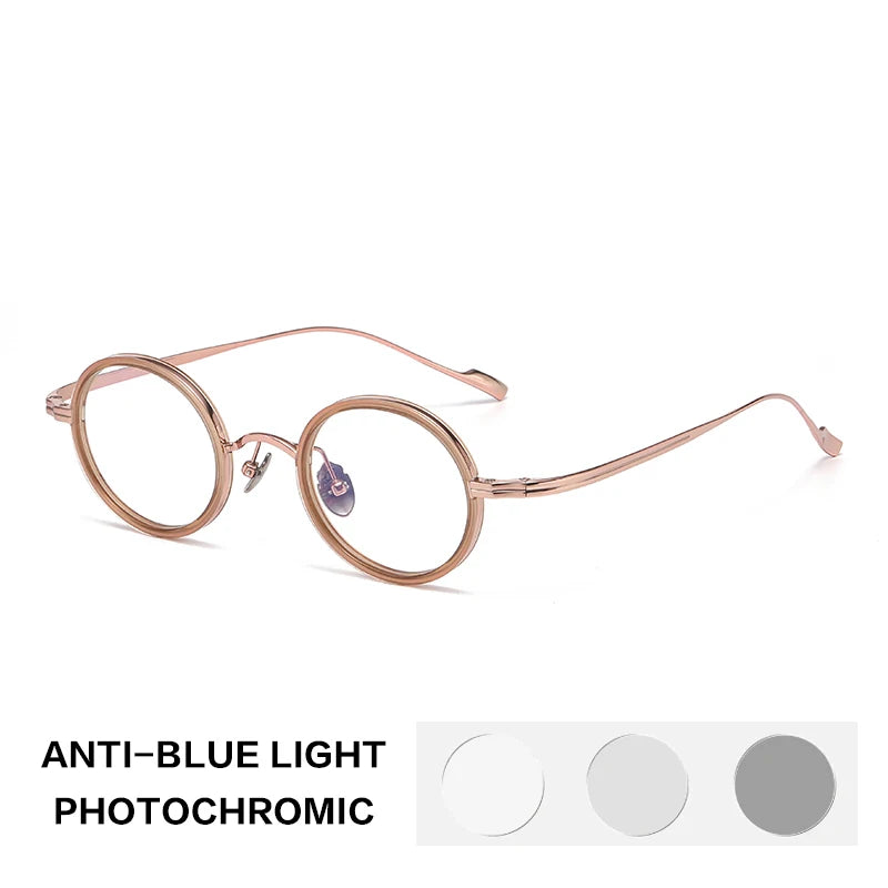 Gatenac Women's Full Rim Round Titanium Acetate Photochromic Reading Glasses36080