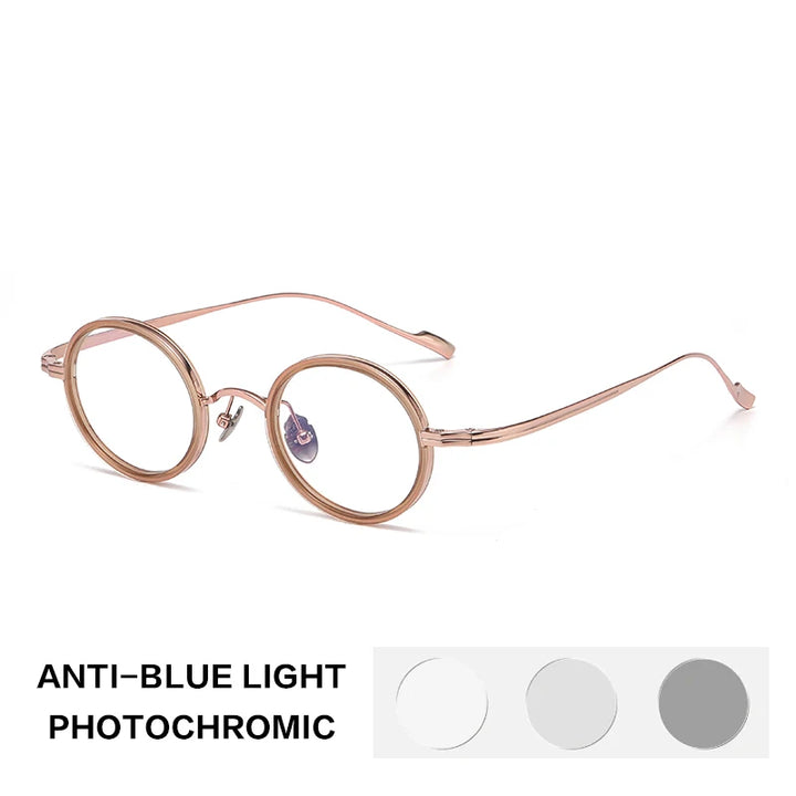 Gatenac Women's Full Rim Round Titanium Acetate Photochromic Reading Glasses36080