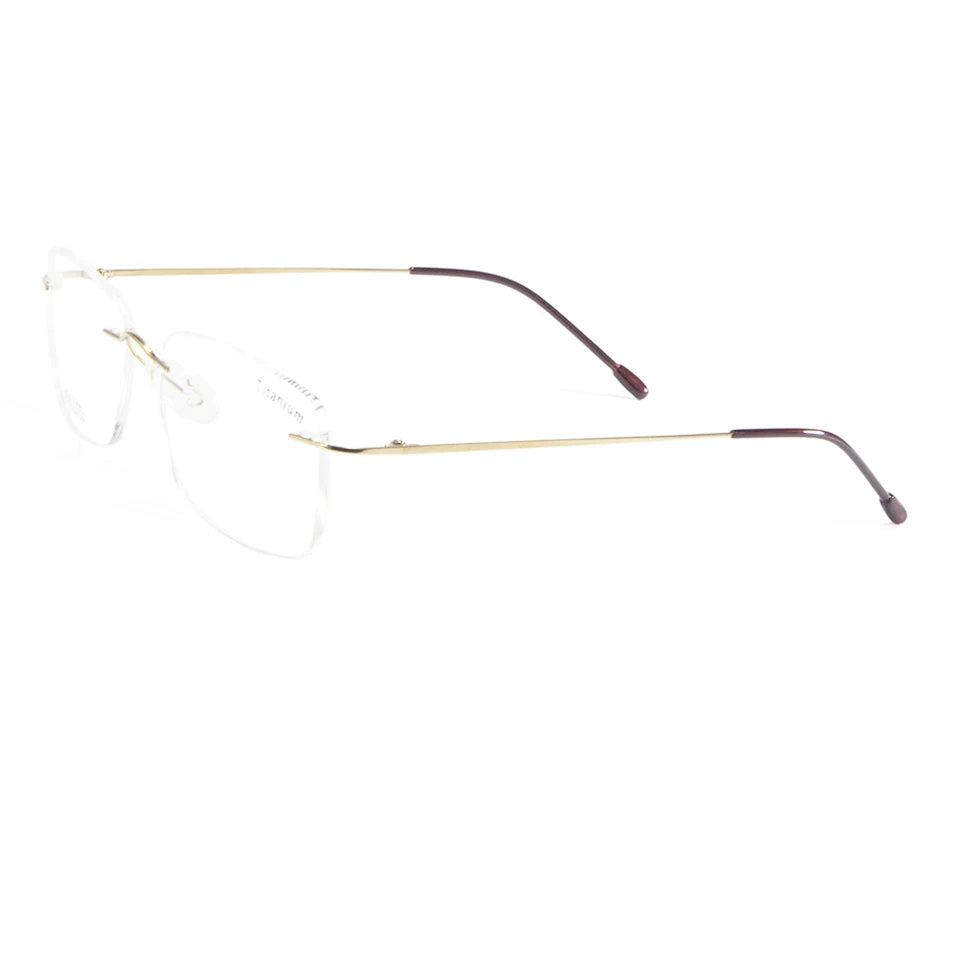 Esnbie Unisex Rimless Oval Rectangle Titanium Eyeglasses 11451 Rimless Esnbie   