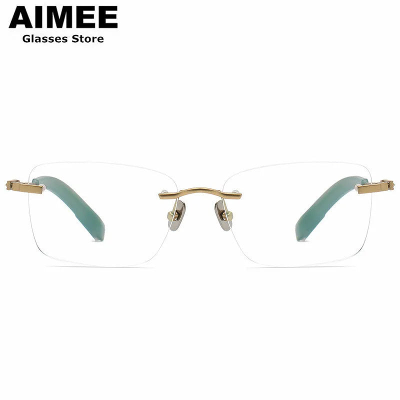 Aimee Unisex Rimless Polygon Square Titanium Eyeglasses 80814 Rimless Aimee   