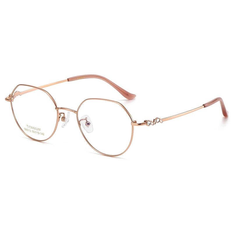 Oveliness Women's Full Rim Flat Top Oval Titanium Eyeglasses 6013 Full Rim Oveliness rose gold  