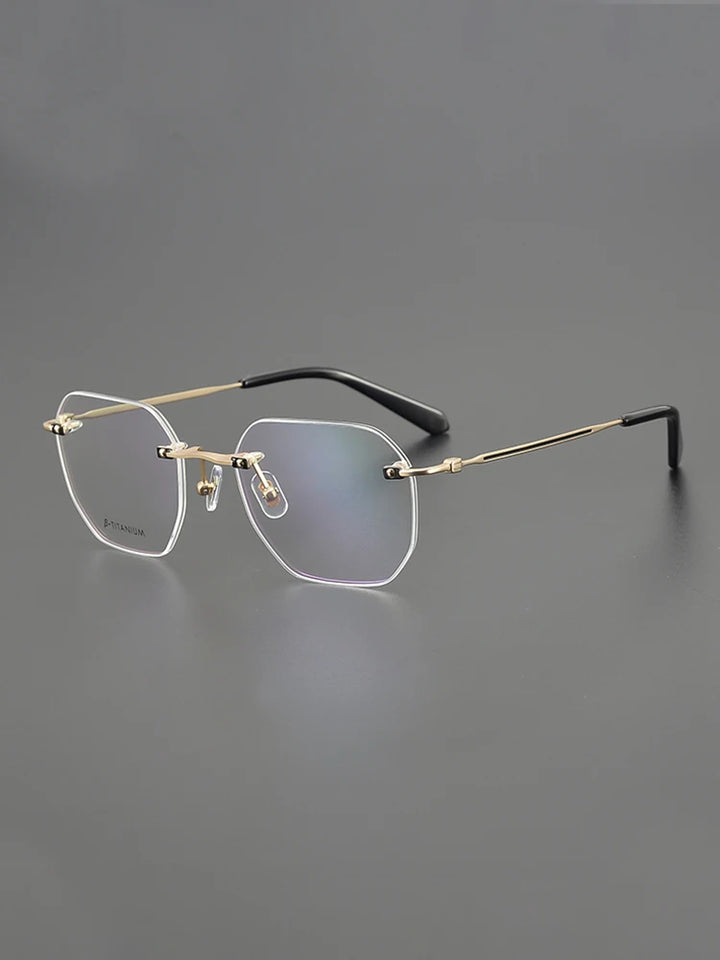 Nobler Unisex Rimless Flat Top Oval Titanium Eyeglasses T077 Rimless Nobler   