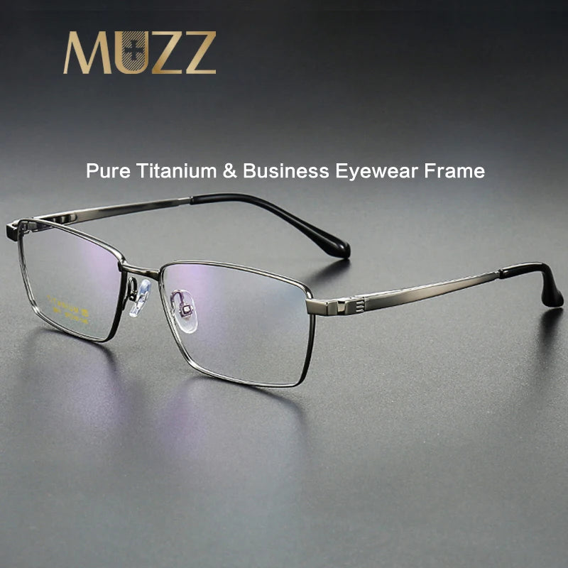 Muzz Men's Full Rim Big Polygon Square Titanium Eyeglasses 82911