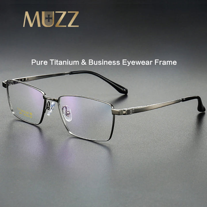 Muzz Men's Full Rim Big Polygon Square Titanium Eyeglasses 82911