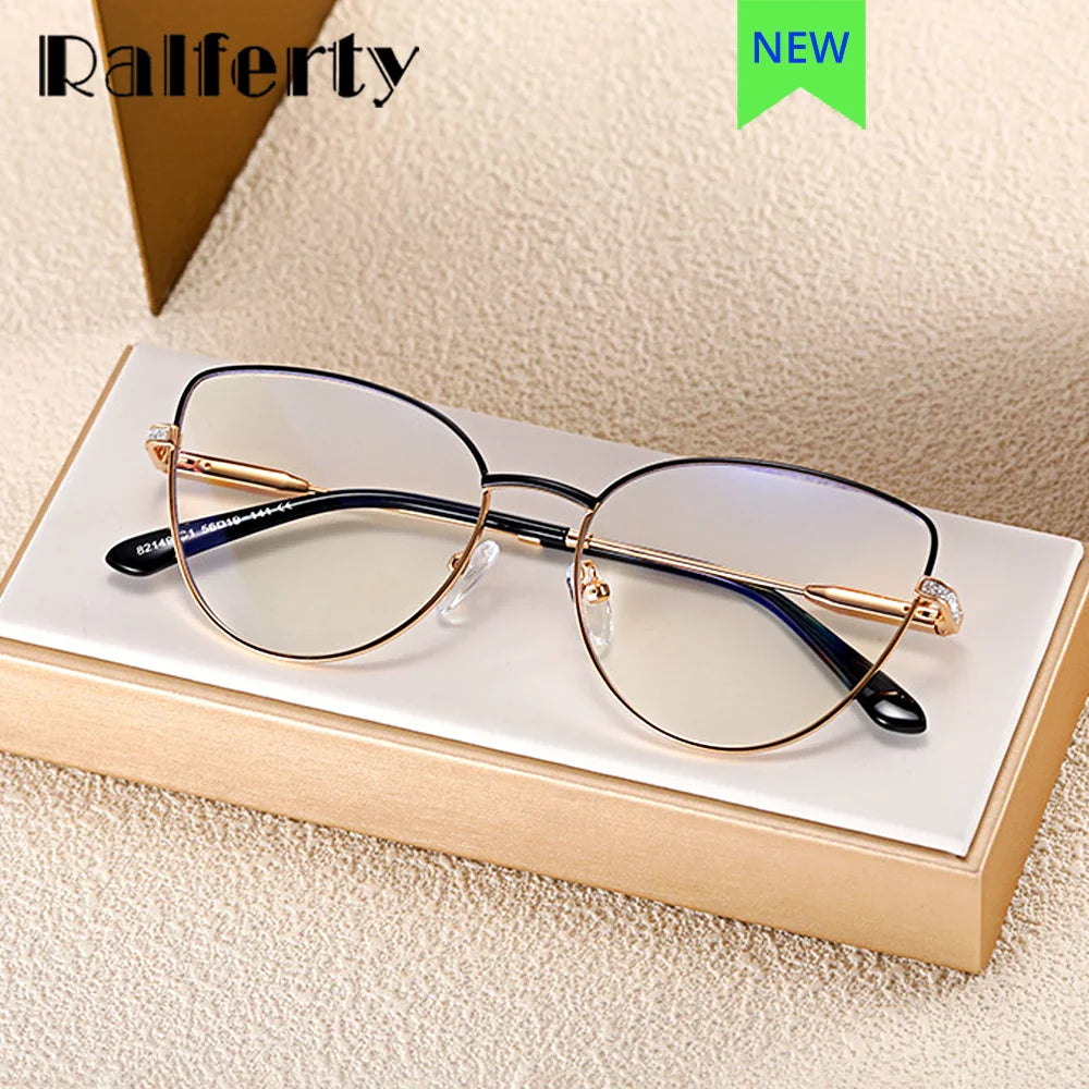 Ralferty Women's Full Rim Square Cat Eye Alloy Eyeglasses R82149 Full Rim Ralferty   