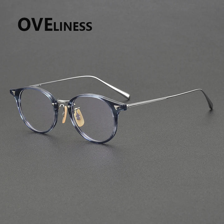 Oveliness Women's Full Rim Oval Round Acetate Titanium Eyeglasses 68510