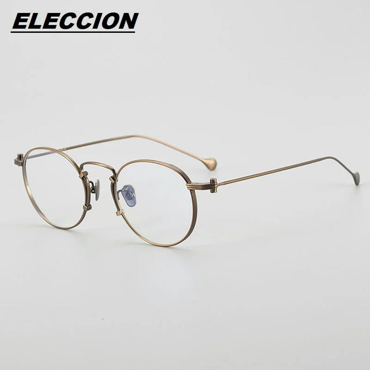 Eleccion Unisex Full Rim Oval Round Titanium Eyeglasses 190068 Full Rim Eleccion Bronze CHINA