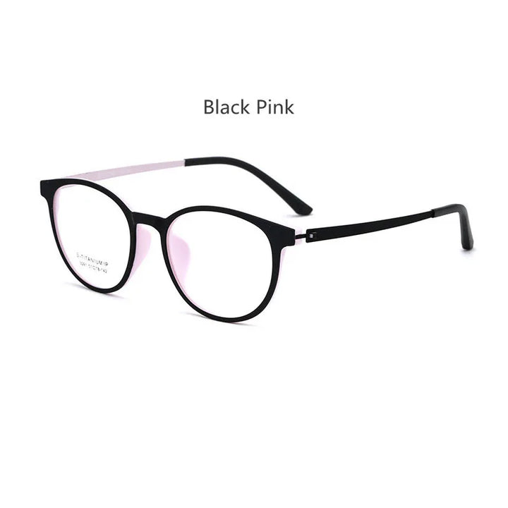 Kocolior Unisex Full Rim Round Tr 90 Titanium Hyperopic Reading Glasses 23091 Reading Glasses Kocolior Black Pink China +150