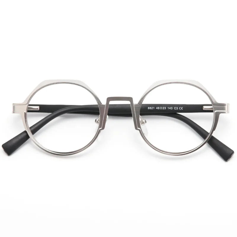 Muzz Women's Full Rim Flat Top Round Alloy Eyeglasses 88214