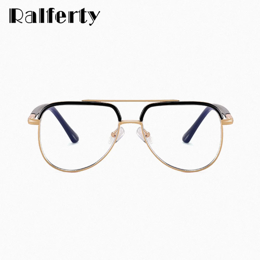 Ralferty Unisex Full Rim Square Double Bridge Alloy Tr 90 Eyeglasses R977 Full Rim Ralferty   