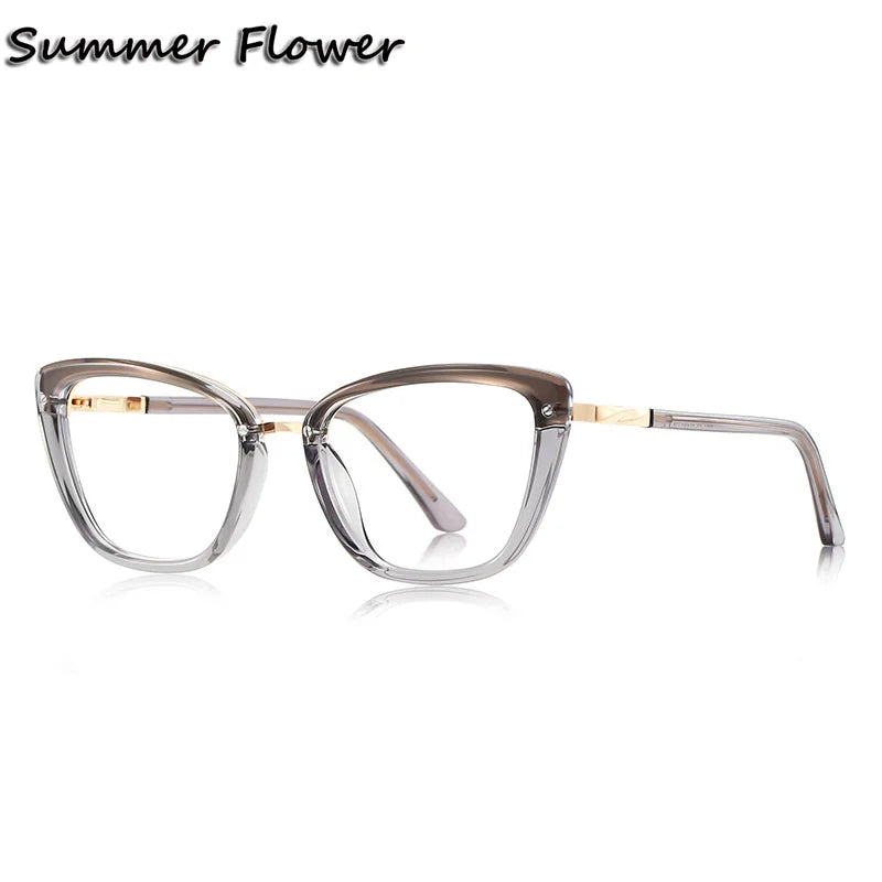 Summer Flower Women's Full Rim Cat Eye Tr 90 Titanium Eyeglasses 62220