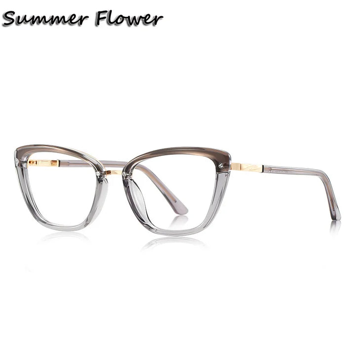 Summer Flower Women's Full Rim Cat Eye Tr 90 Titanium Eyeglasses 62220
