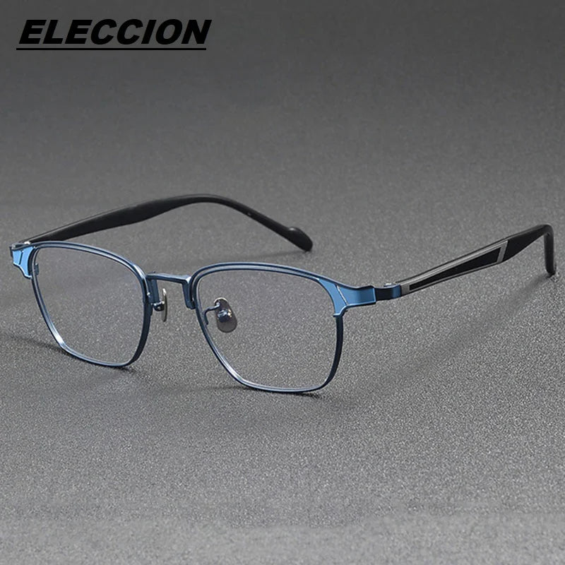 Eleccion Men's Full Rim Big Square Titanium Eyeglasses 17302 Full Rim Eleccion