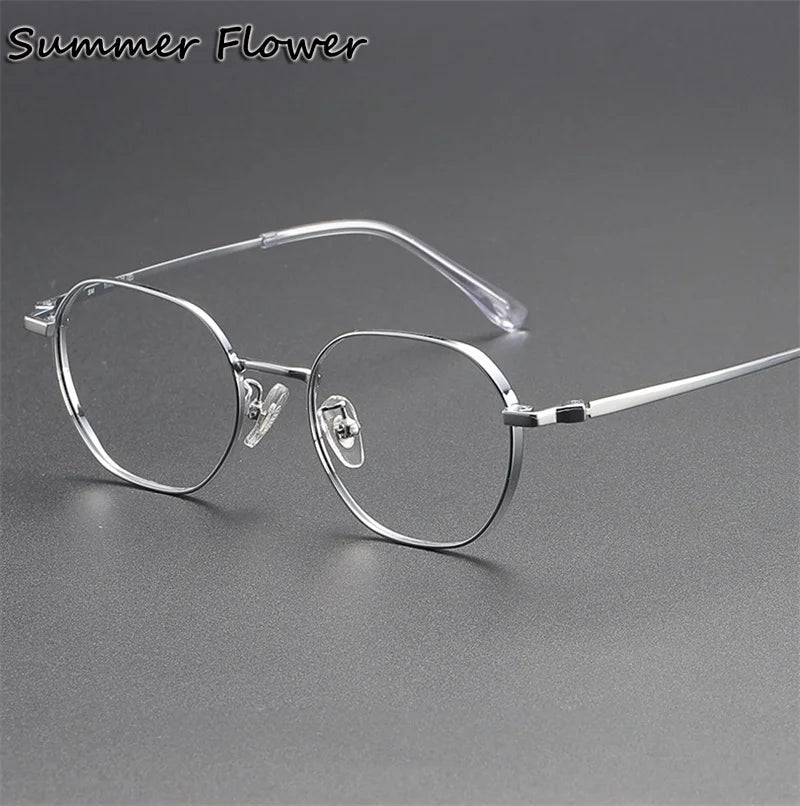 Summer Flower Women's Full Rim Flat Top Round Steel Eyeglasses 124208