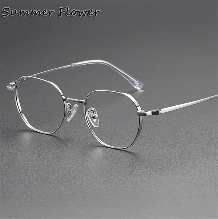 Summer Flower Women's Full Rim Flat Top Round Steel Eyeglasses 124208