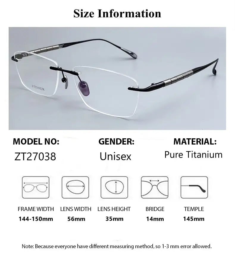 Summer Flower Unisex Rimless Square Titanium Eyeglasses 27038