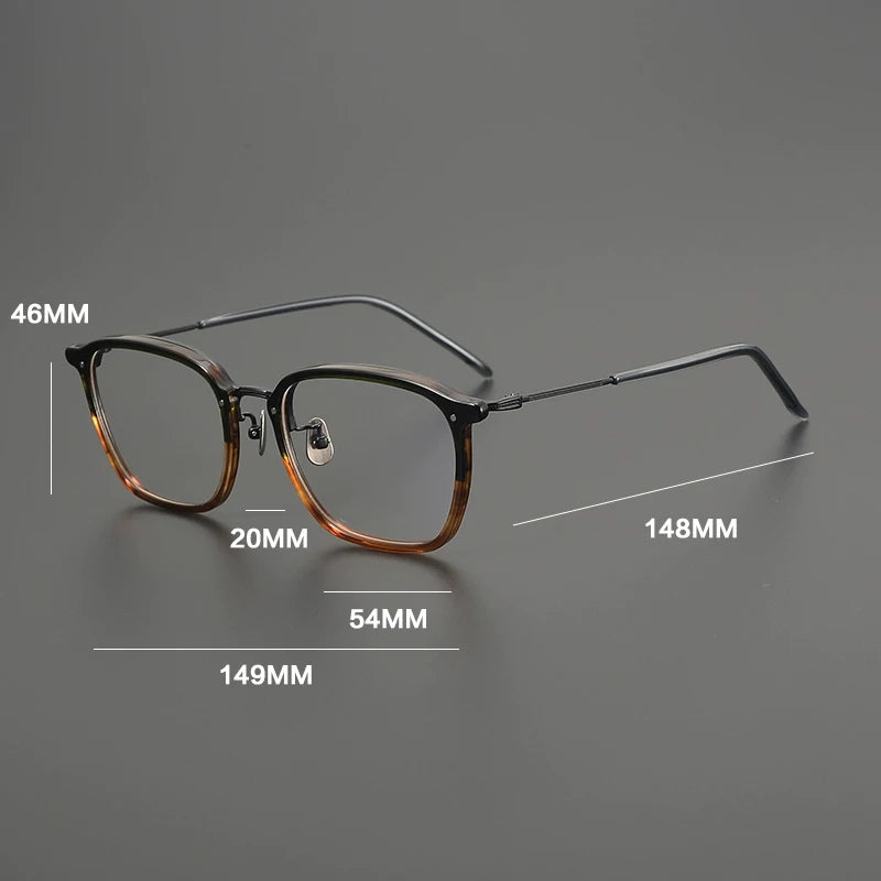 Gatenac Men's Full Rim Square Acetate Titanium Eyeglasses Gxyj1581