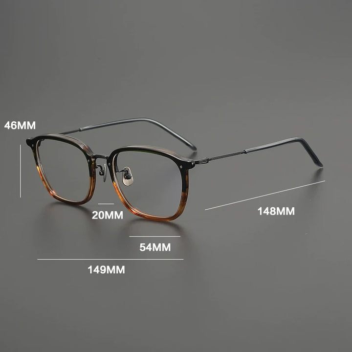 Gatenac Men's Full Rim Square Acetate Titanium Eyeglasses Gxyj1581