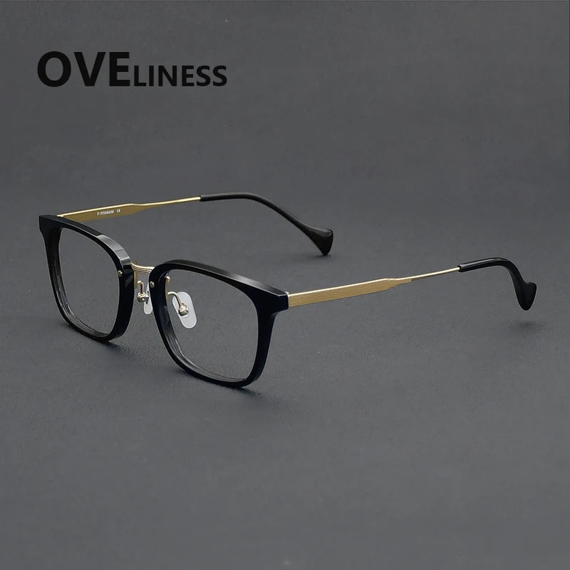 Oveliness Unisex Full Rim Big Square Acetate Titanium Eyeglasses 926016