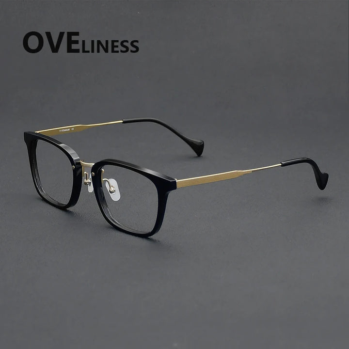 Oveliness Unisex Full Rim Big Square Acetate Titanium Eyeglasses 926016