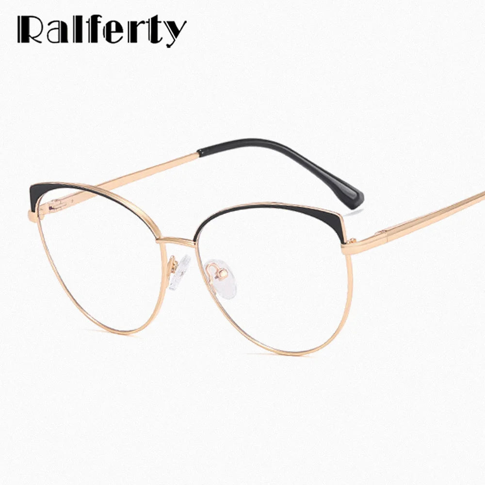 Ralferty Women's Full Rim Oval Cat Eye Alloy Eyeglasses R82006 Full Rim Ralferty   